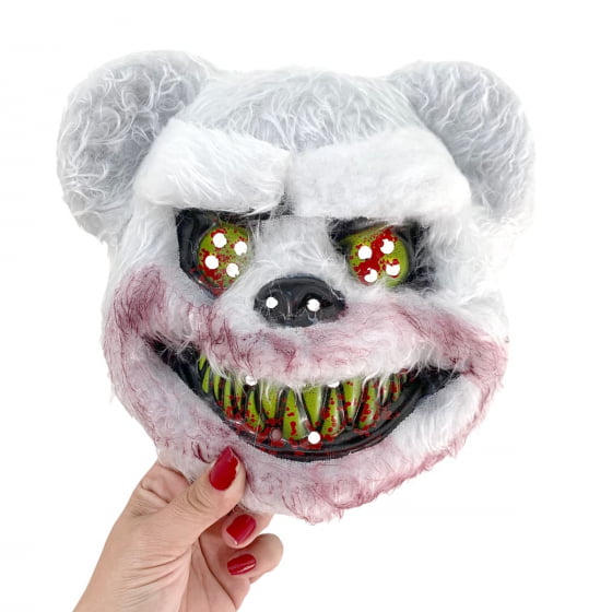 Máscara Peluciada Urso Branco Terror Halloween
