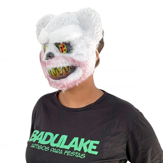Máscara Peluciada Urso Branco Terror Halloween