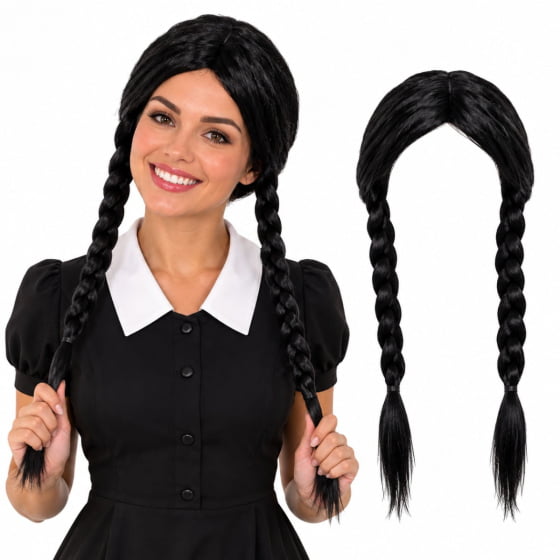 Peruca Longa com Tranças Menina Brava Halloween Cosplay