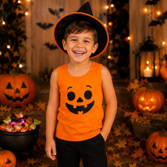 Regata Abóbora Halloween Infantil