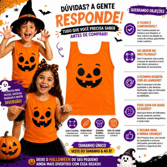 Regata Abóbora Halloween Infantil