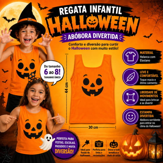 Regata Abóbora Halloween Infantil
