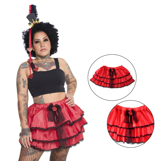 Saia Adulto Babados Com Renda Fantasia Halloween