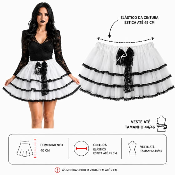Saia Adulto com Babados e Renda para Halloween