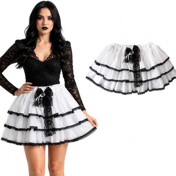 Saia Adulto com Babados e Renda para Halloween