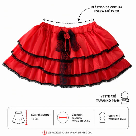 Saia Adulto com Babados e Renda para Halloween