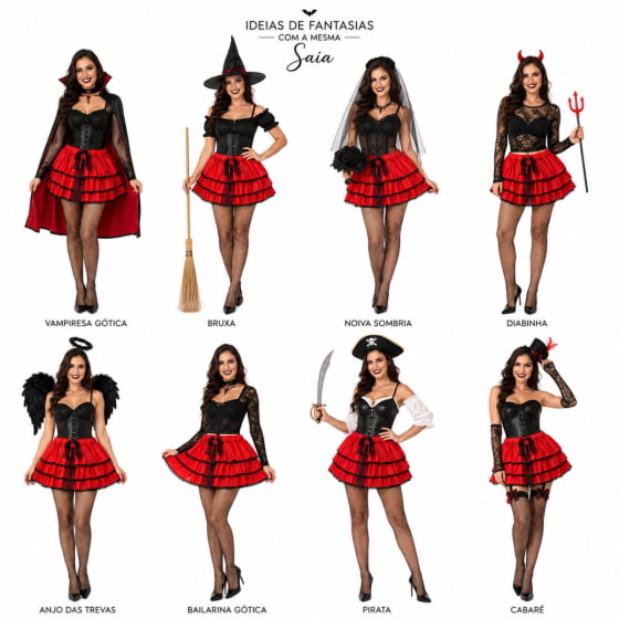 Saia Adulto Babados Com Renda Fantasia Halloween Saia Adulto Babados Com Renda Fantasia Halloween