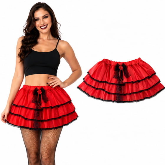 Saia Adulto com Babados e Renda para Halloween