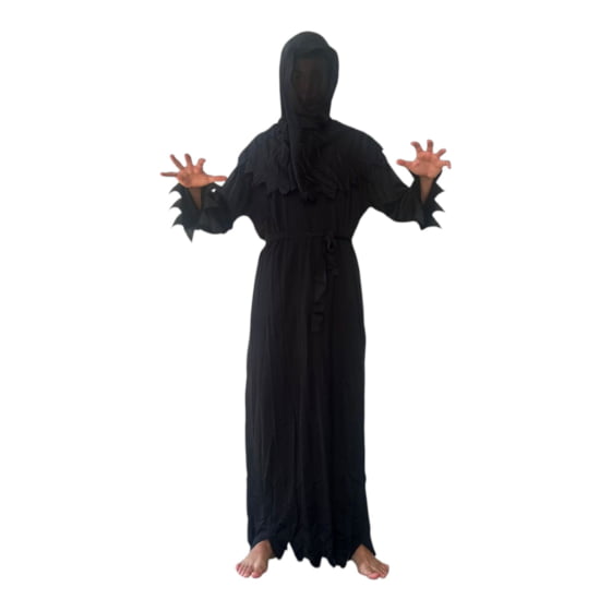 Tunica Preta com Capuz Solto Halloween Adulto