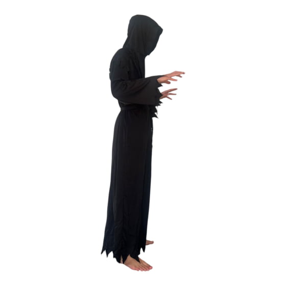 Tunica Preta com Capuz Solto Halloween Adulto