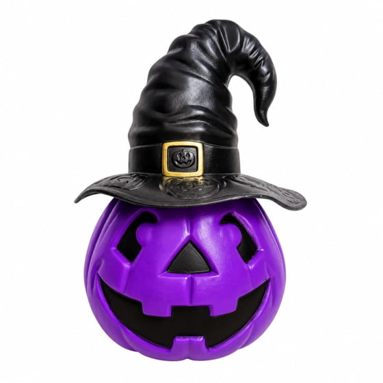 Abóbora Bruxinha com Chapéu Decoração de Halloween Escolha a Cor