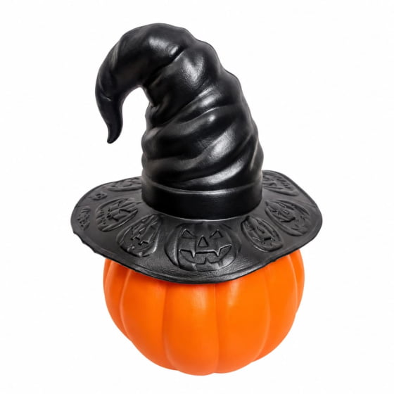 Abóbora Bruxinha com Chapéu Decoração de Halloween Escolha a Cor