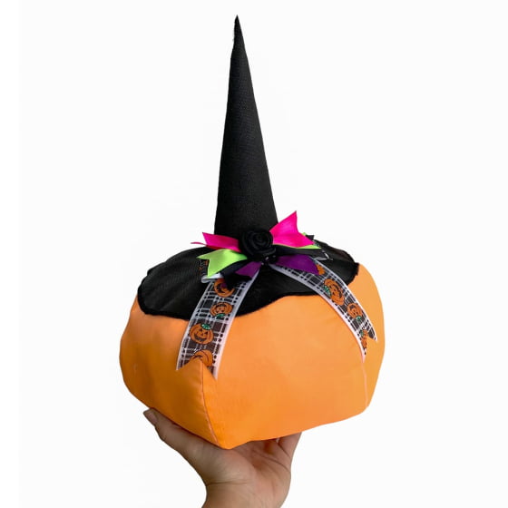 Abóbora de Tecido Pequena para Decoração de Halloween