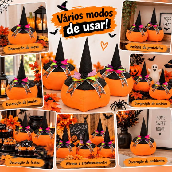 Abóbora de Tecido Pequena para Decoração de Halloween