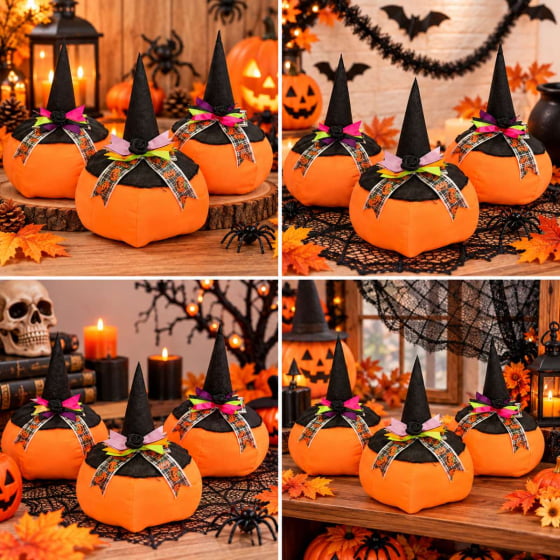 Abóbora de Tecido Pequena para Decoração de Halloween