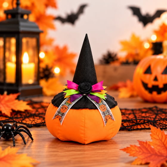 Abóbora de Tecido Pequena para Decoração de Halloween