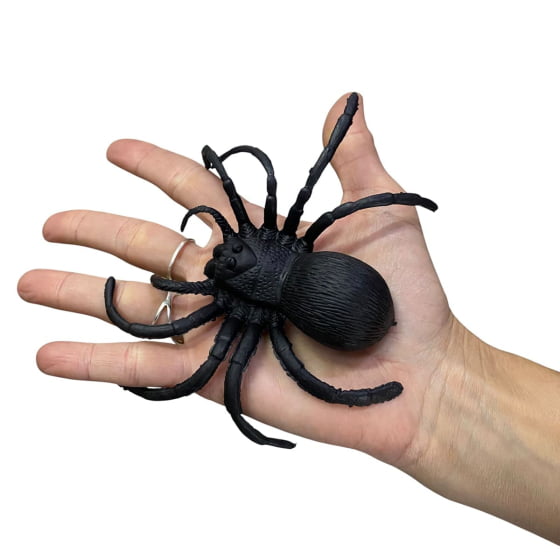 Aranha de Borracha Grande Preta Realista Decoração de Halloween
