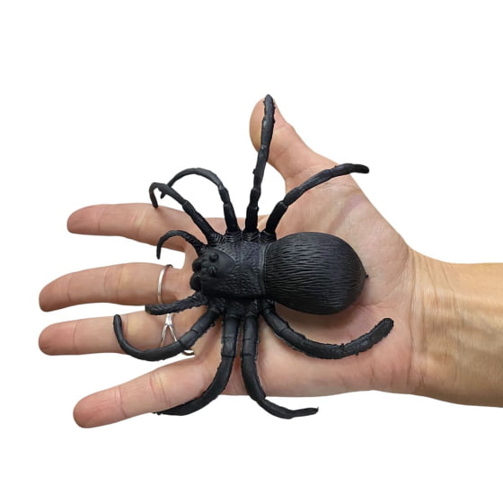 Aranha de Borracha Grande Preta Realista Decoração de Halloween