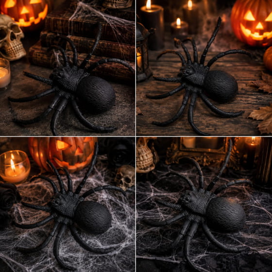 Aranha de Borracha Preta Realista para Halloween