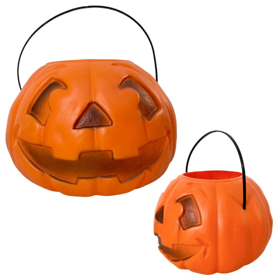 Balde Abóbora Grande Decoração Halloween Promoção Kit com 2