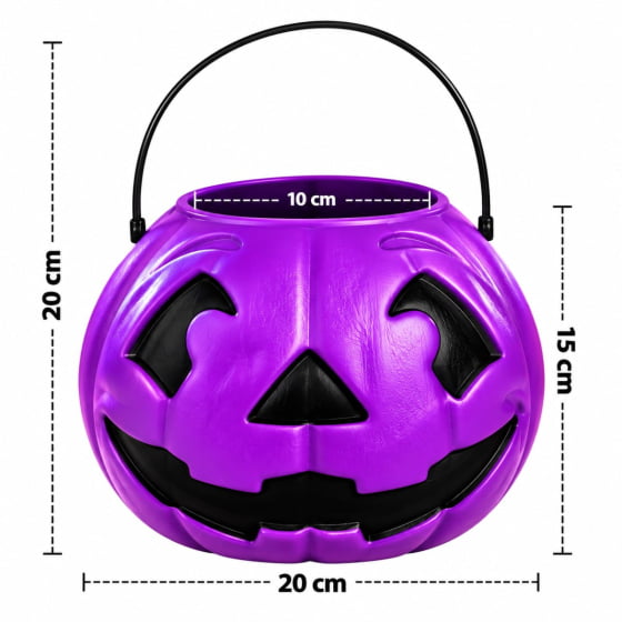 Kit 3 Baldes de Abóbora Roxa para Halloween