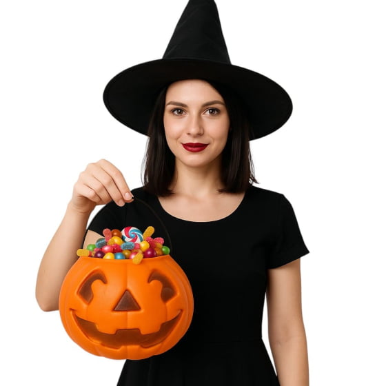 Balde Decorativo Abóbora Grande Halloween
