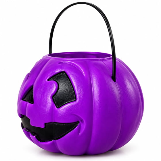 Balde Decorativo Abóbora Grande Roxo Halloween