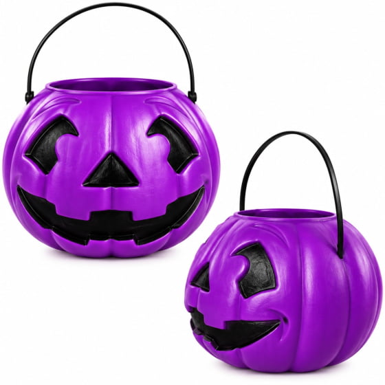 Balde Decorativo Abóbora Grande Roxo Halloween