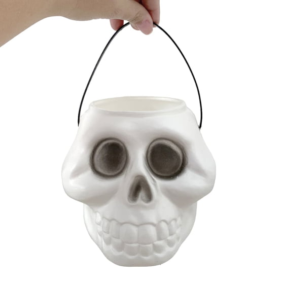 Balde Decorativo Esqueleto Crânio Halloween