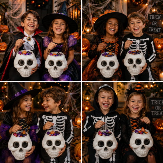 Balde Esqueleto Caveira Grande Decoração Halloween Kit com 2