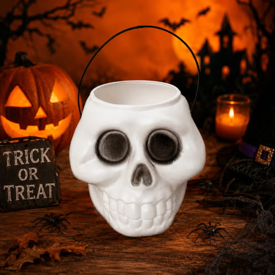 Kit 2 Baldes Caveira para Doces e Halloween