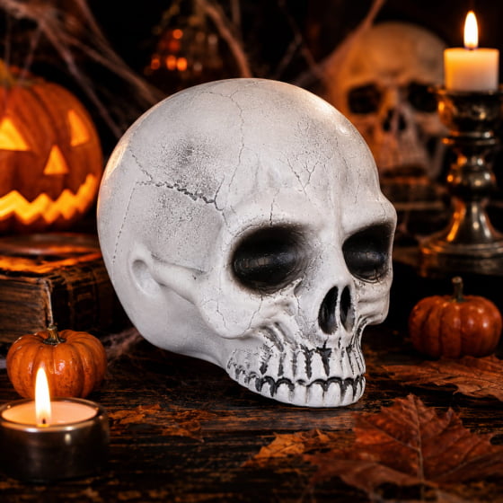 Crânio Caveira de Plástico para Decoração de Halloween