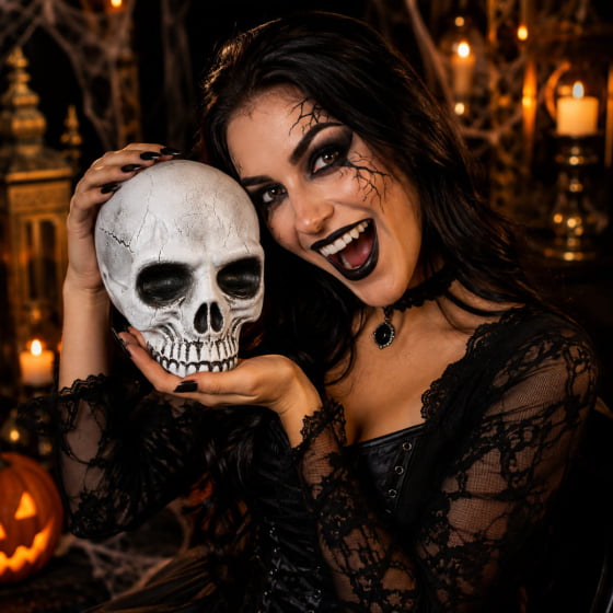 Cabeça Crânio Esqueleto Caveira Skull de Plástico Halloween Cabeça Crânio Esqueleto Caveira Skull de Plástico Halloween