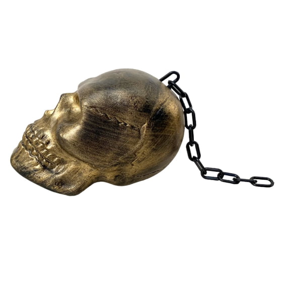 Caveira Cabeça Crânio Esqueleto na Corrente Dourado