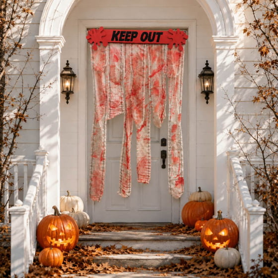 Cortina Decorativa Sangrenta Apocalipse Zumbi Halloween