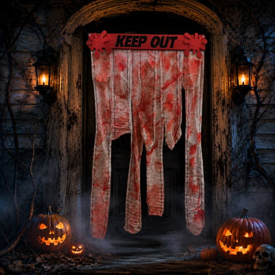 Cortina Decorativa Sangrenta Apocalipse Zumbi Halloween