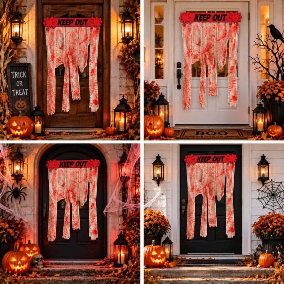 Cortina Decorativa Sangrenta Apocalipse Zumbi Halloween
