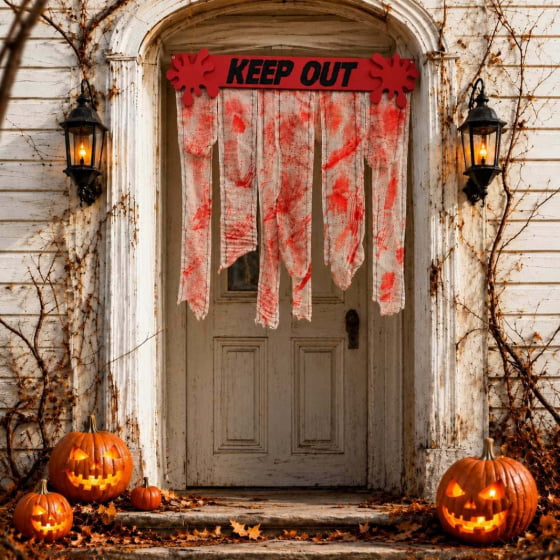 Cortina Decorativa Sangrenta Apocalipse Zumbi Halloween