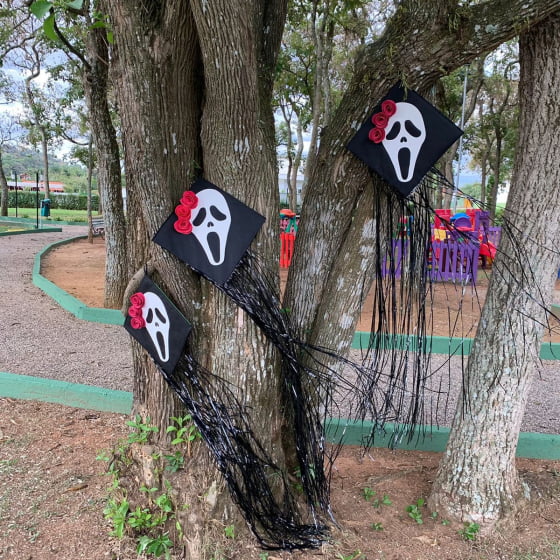 Decoração De Halloween Fantasma Pânico Menina Kit C/3 Barato