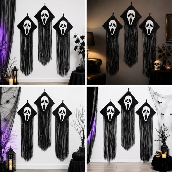 Decoração De Halloween Pipa Fantasma Pânico Kit C/ 6 Decoração De Halloween Pipa Fantasma Pânico Kit C/ 6