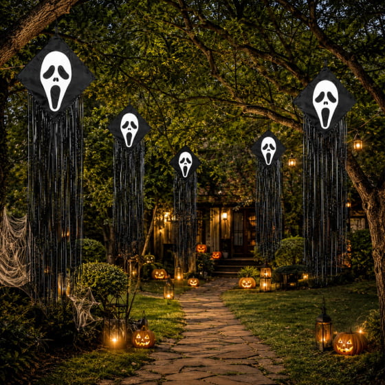 Kit 6 Fantasmas Pânico para Decoração de Halloween