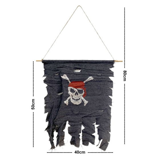 Enfeite Bandeira Decorativa Caveira Pirata Halloween