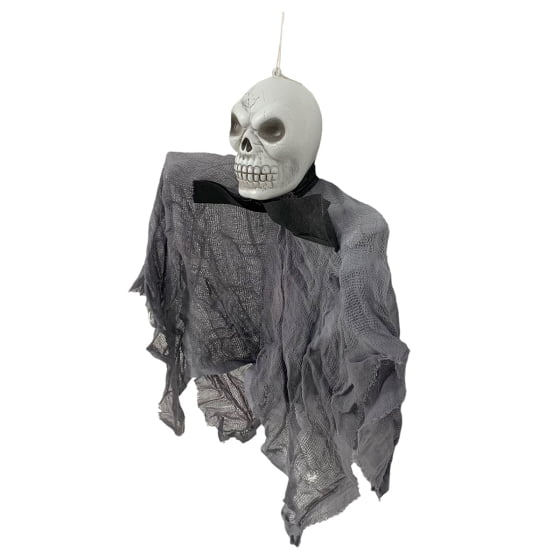 Enfeite Cabeça de Esqueleto Cachecol Decoração de Halloween