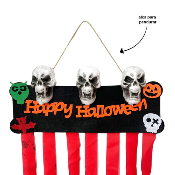 Enfeite de Parede Esqueletos Happy Halloween
