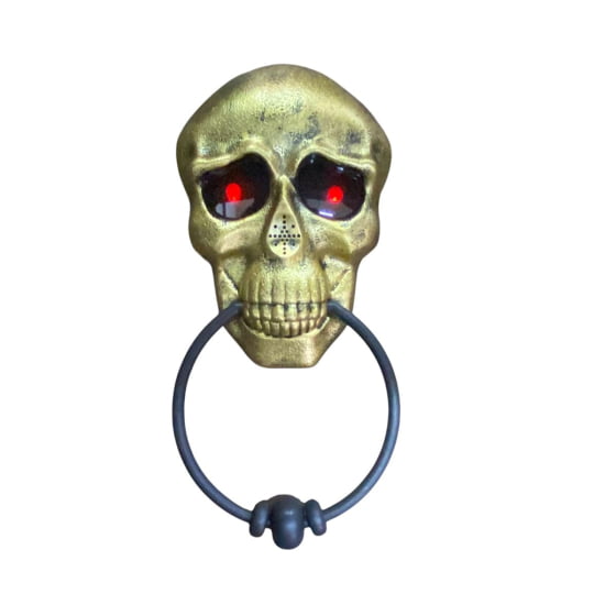 Enfeite de Porta Caveira Skull Door Knocker Pisca e Fala
