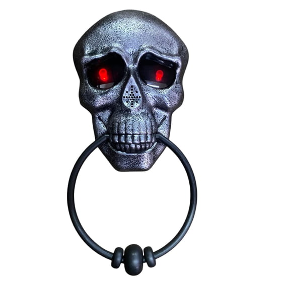 Enfeite de Porta Caveira Skull Door Knocker Pisca e Fala