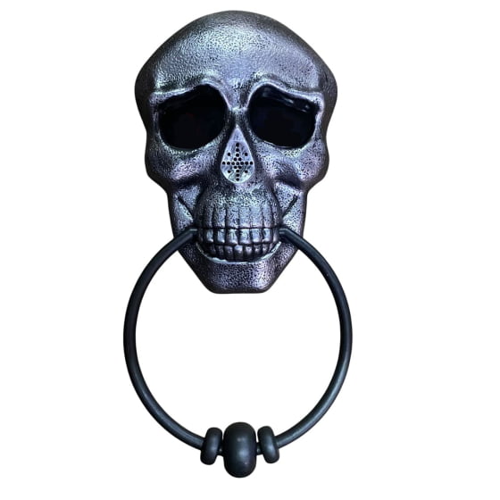 Enfeite de Porta Caveira Skull Door Knocker Pisca e Fala