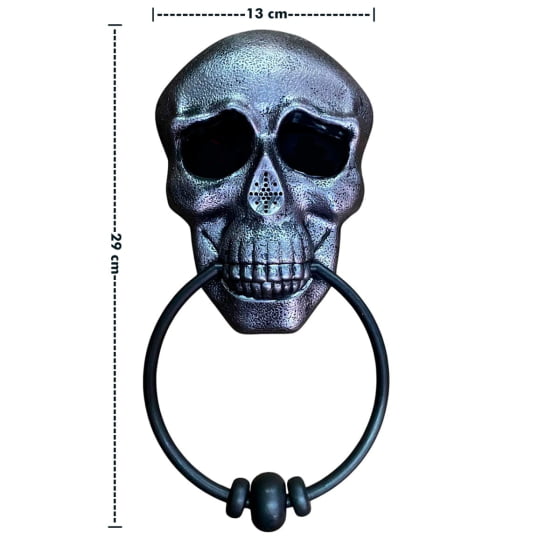 Enfeite de Porta Caveira Skull Door Knocker Pisca e Fala