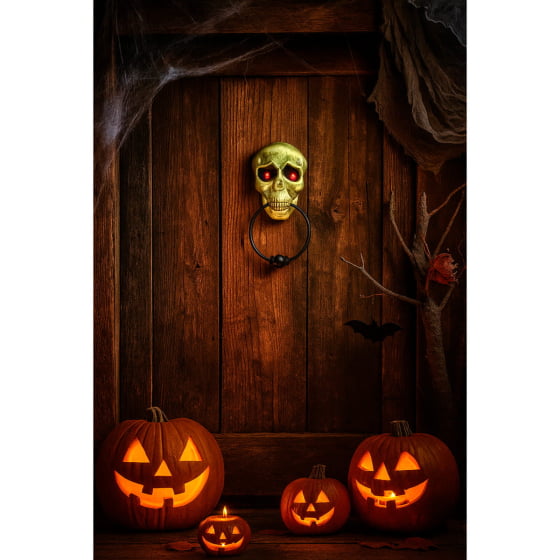 Enfeite de Porta Caveira Skull Door Knocker Pisca e Fala