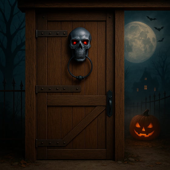 Enfeite de Porta Caveira Skull Door Knocker Pisca e Fala